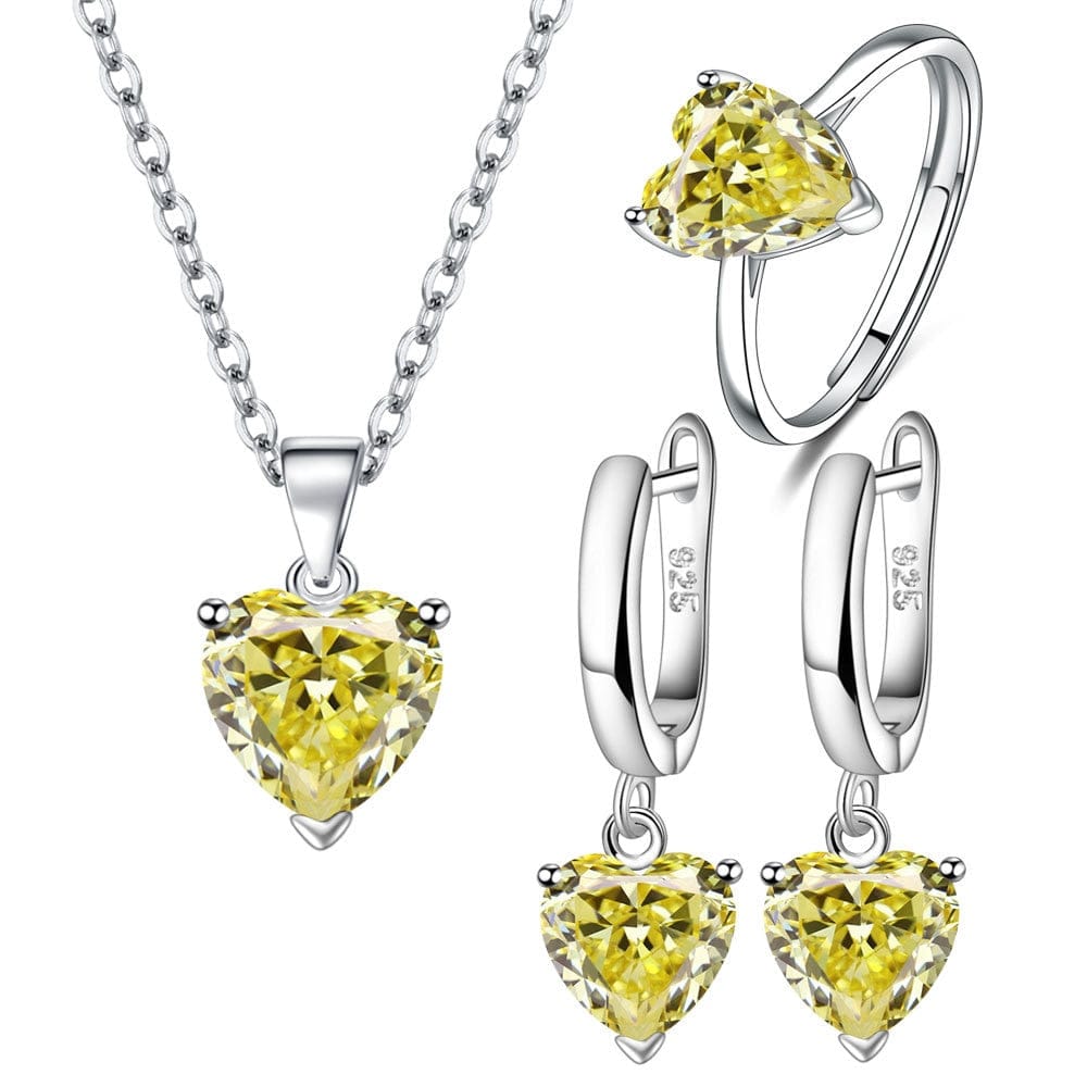 925 Sterling Silver Jewelry Heart Sets