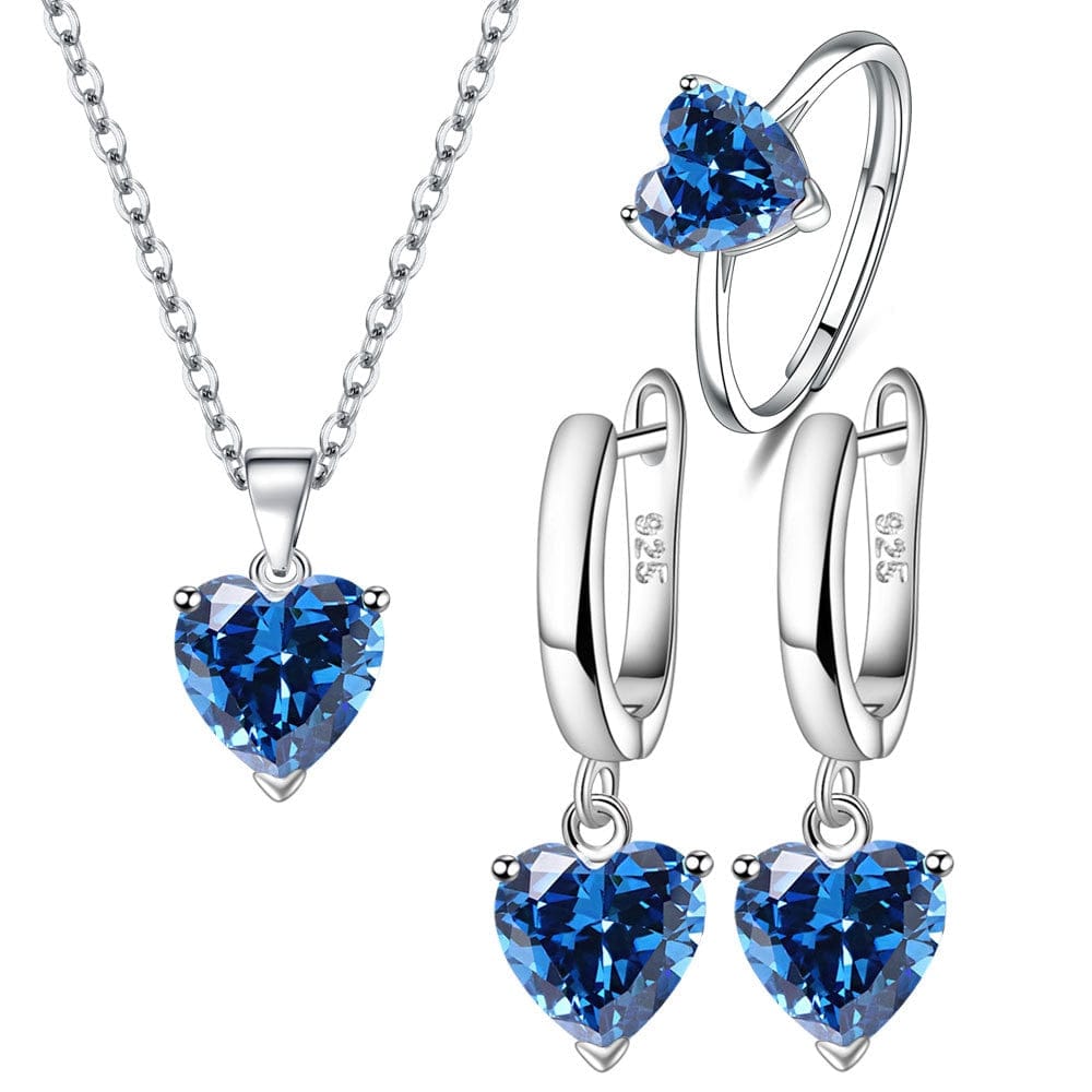 925 Sterling Silver Jewelry Heart Sets
